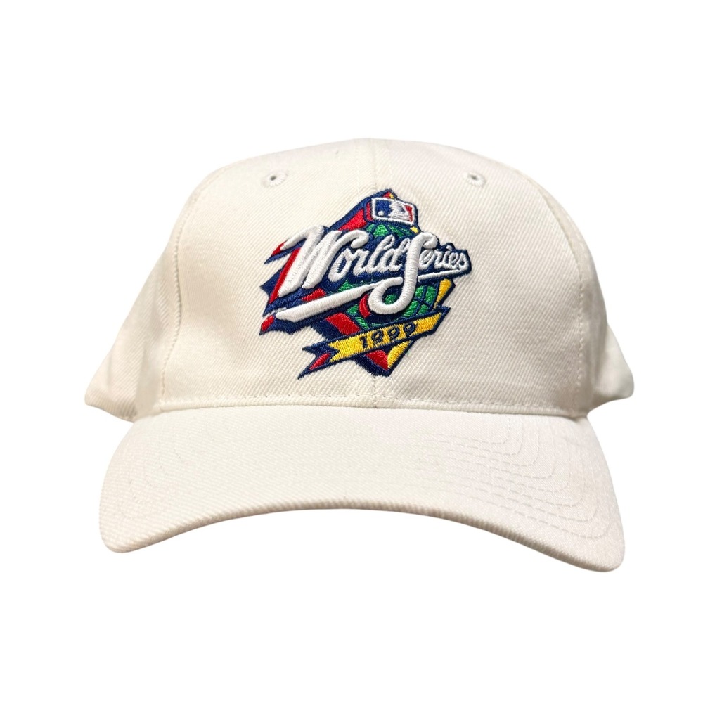 Vintage 1999 World Series Hat MLB Logo Athletic Snapback Cream White Baseball